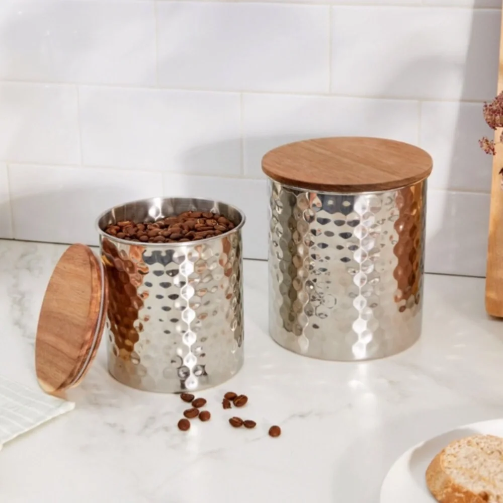 NEW Uncommon James Set of 2 Silver Canisters